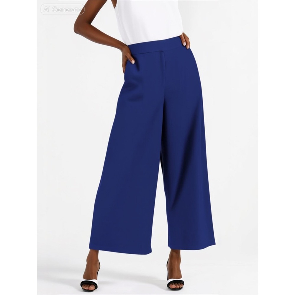Badgley Mischka Wide Leg Crop Pants Satiny Soft Blue Size 4